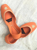 Orange Handmade Leather Khussa – Elegant & Comfortable Women’s Footwear by Zuruf